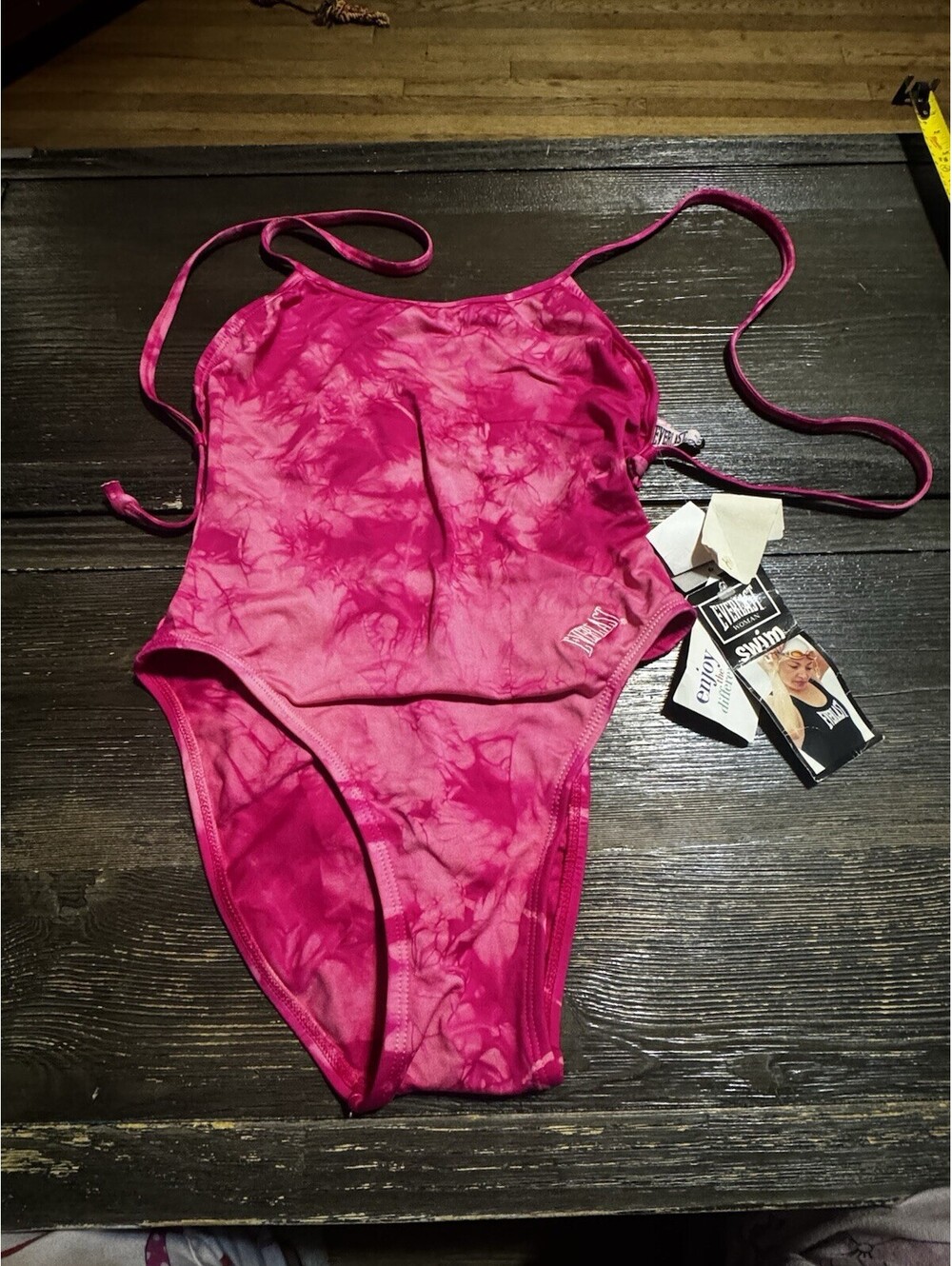 Vintage Everlast Swimsuit Womens S 8 NWT Pink Tie Dye One Piece Made USA Y2K